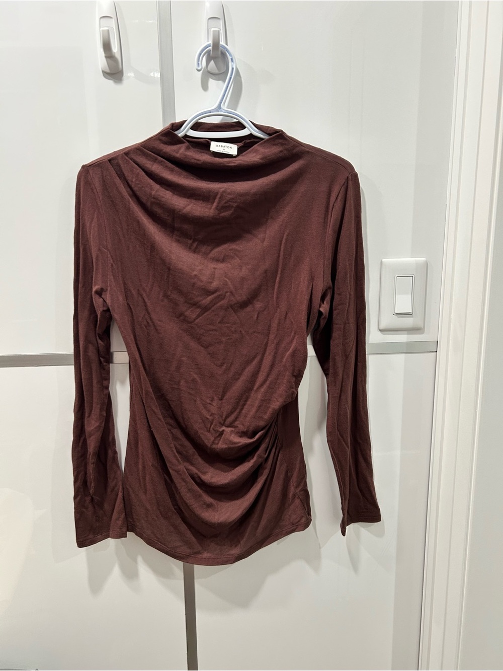 Babaton Brown Long Sleeve Ruched Top